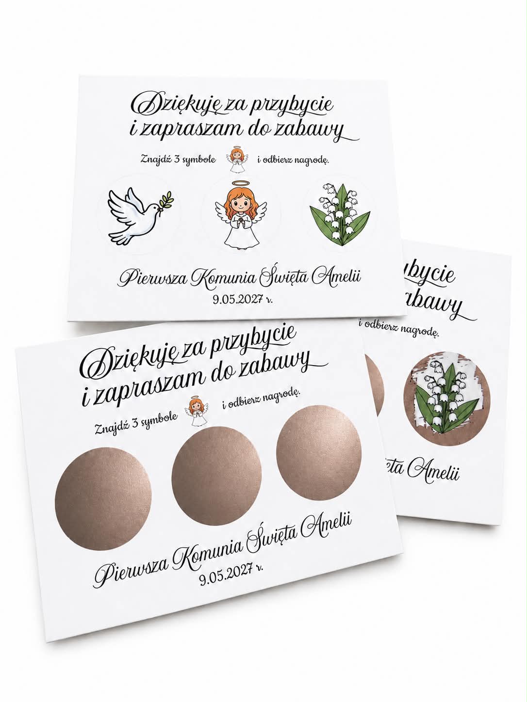 Zdrapki dla gości komunia, wesele, chrzest, urodziny komplet 20 szt