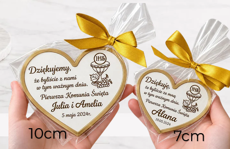 Magnes z podziękowaniem w kształcie serca – złota ramka 7cm. - obrazek 3
